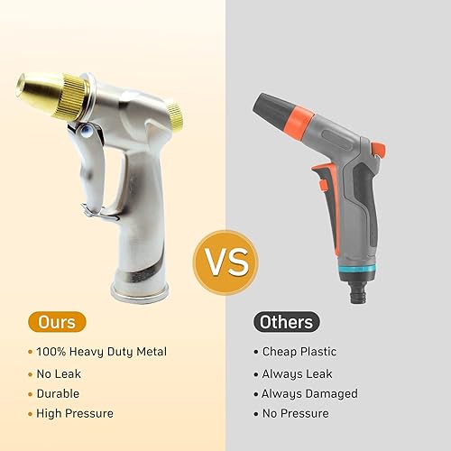 Miniatura 5 de CONTINUE Boquilla de manguera de jardín ajustable de alta presión con 4 modos de pulverización, boquilla de pulverización de metal 100% resistente