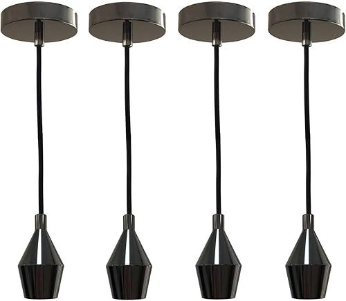 Miniatura 48 de Royal Designs, Inc. Iluminación colgante colgante, enchufe de luz colgante sin llave en forma de cilindro y toldo, cobre antiguo con cable de tela