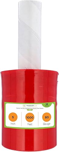 Vista 55 de PSBM - Mini envoltura elástica negra con asa, paquete de 12, 5 pulgadas x 1000 pies, calibre 80, adhesivo de plástico de tinte oscuro/opaco