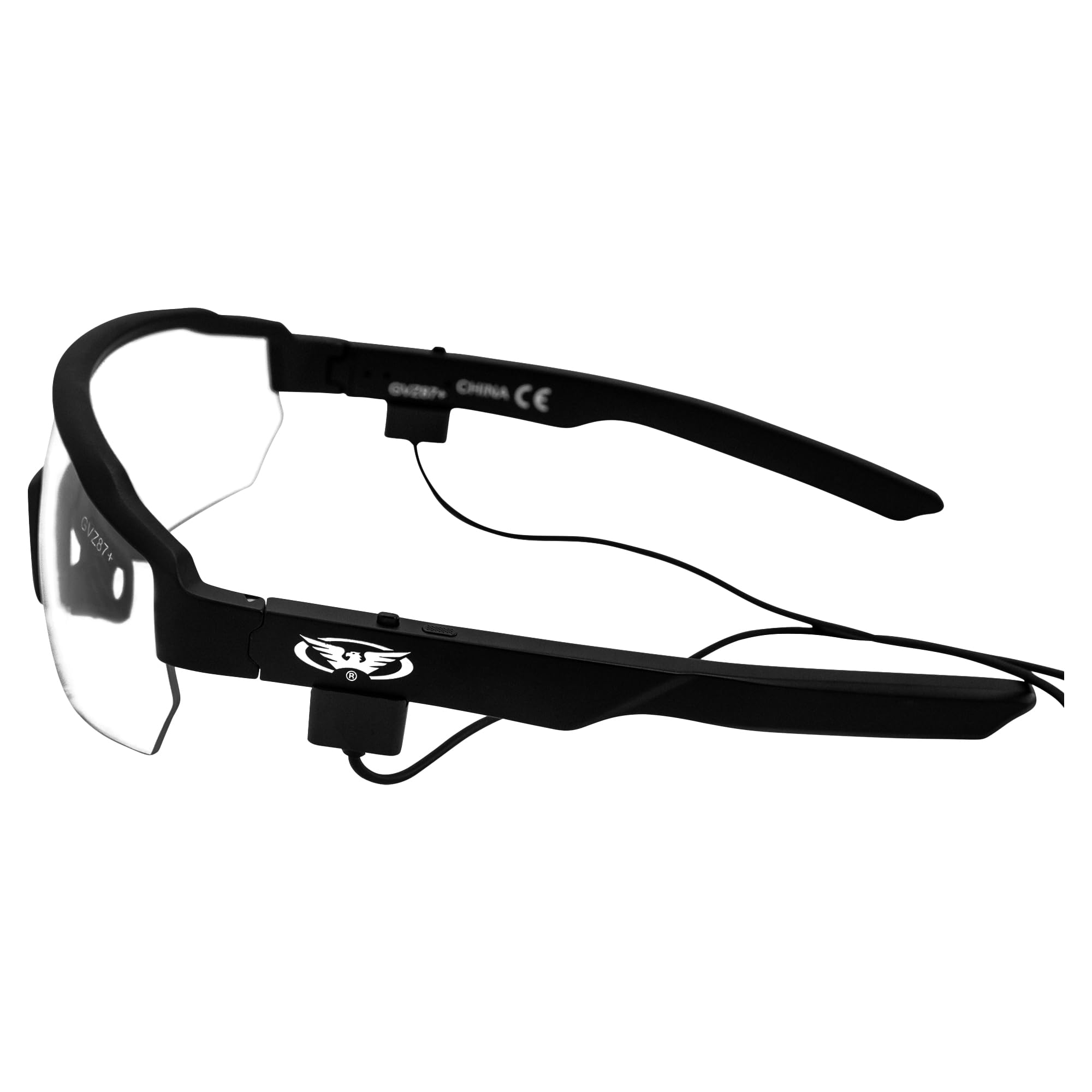 Global Vision Jam 1 - Occhiali da ciclismo con lenti trasparenti, senza fili, Bluetooth, certificati ANSI Z87.1, infrangibili, protezione UV400, chiamate in vivavoce e musica, con custodia rigida