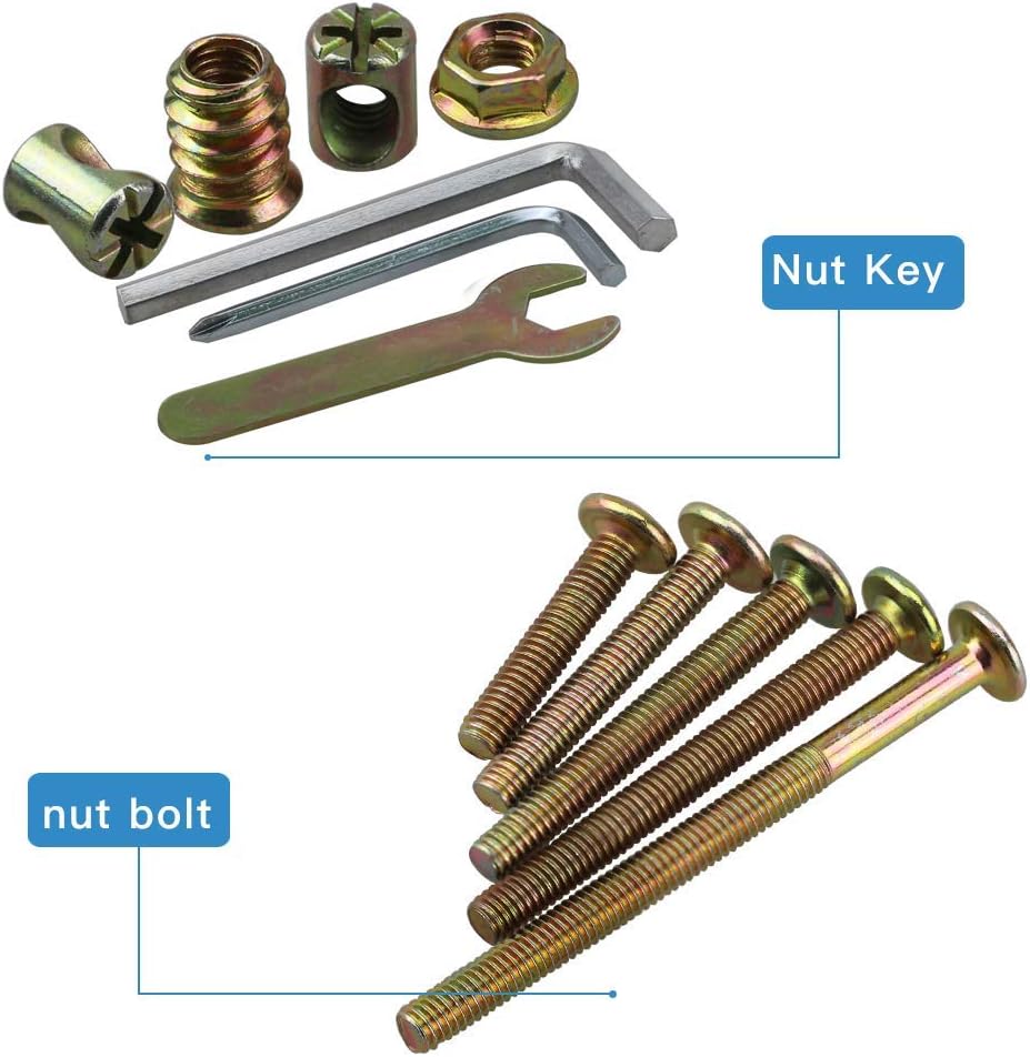 Black Friday Sale 2022 SZHKM 150PCS M6 Kit Crib Screws Hardware Replacement Kit Hex Socket Head Cap Screws Nuts Zinc Plated M6 Screws Barrel Screws Furniture Screws and Bolts Assortment Kit for Baby Bed with Free Tools