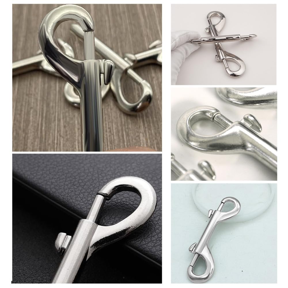 Lot de 8 mousquetons à double extrémité, double mousqueton en acier inoxydable, double mousqueton, mousqueton en acier inoxydable, pour laisses pour chiens, camping familial en plein air, porte-clés