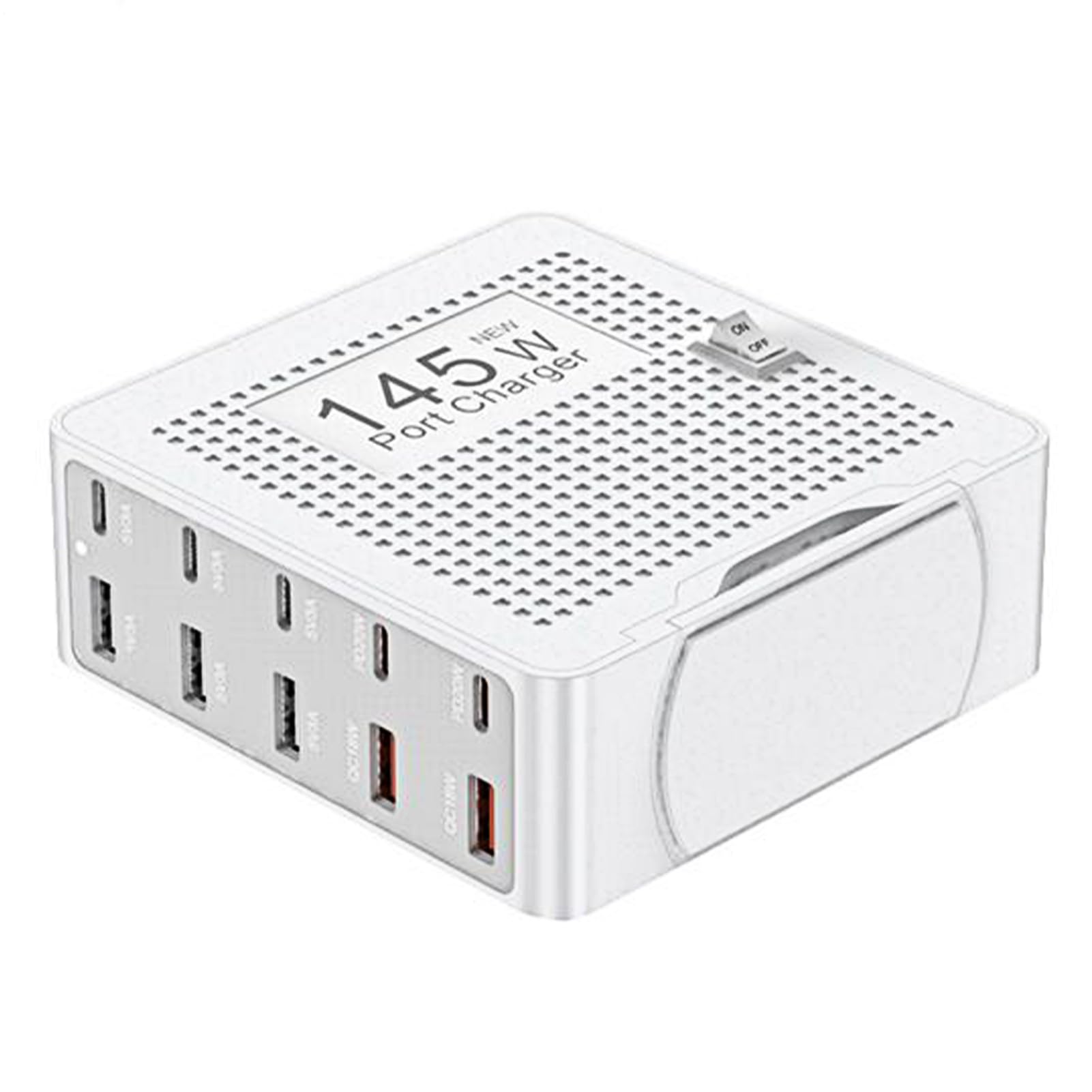 Caricabatterie USB C Adattatore Di Ricarica Veloce Con 10 Porte Per