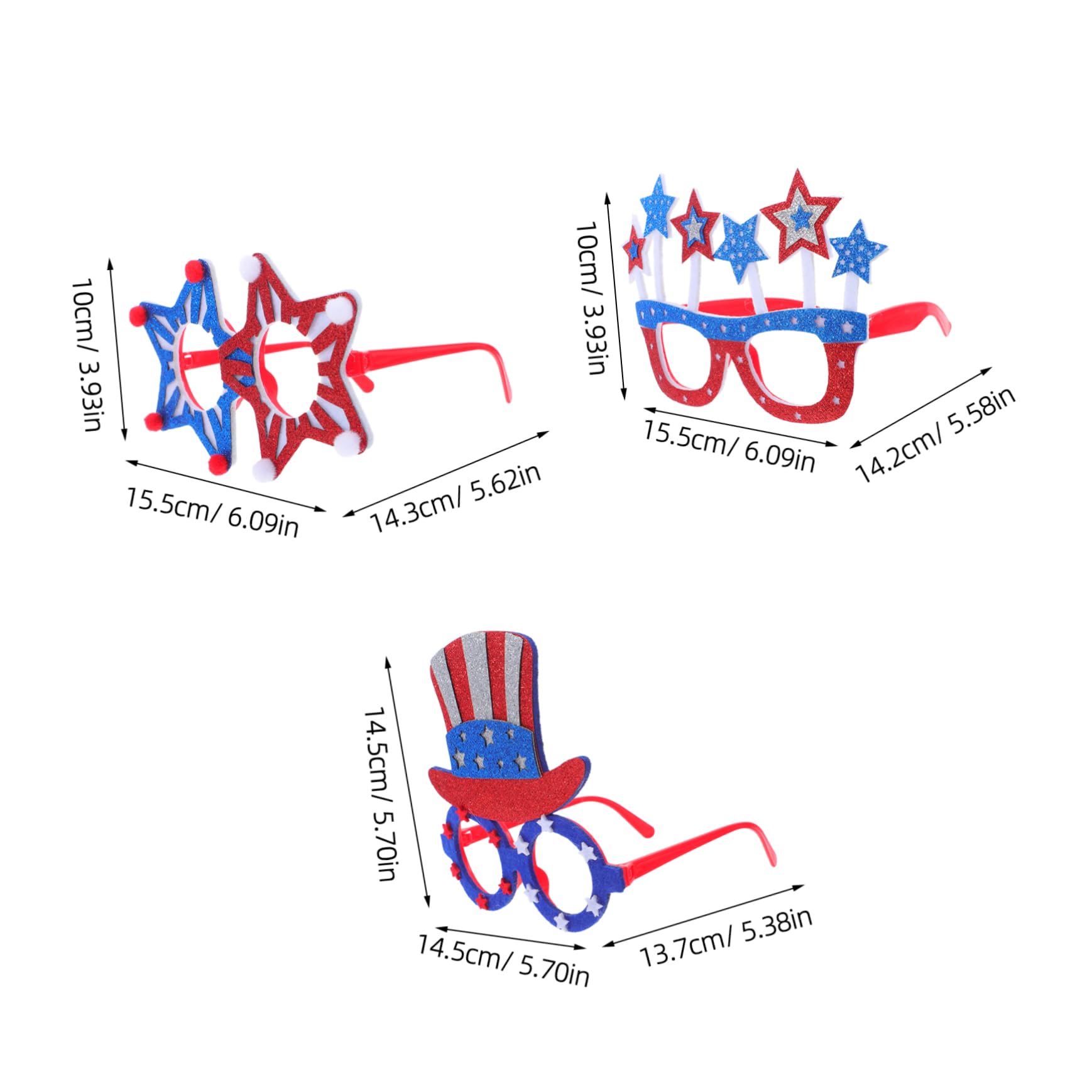 GALPADA Independence Day Supplies 3pcs Pentagram American Flag Party Eyewear Funny Props for Festivities