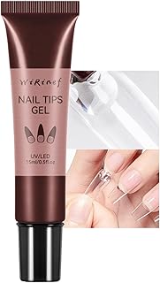 Nail Glue Gel for Nail Tips, 15ML False Nail Glue Long Lasting Strong Nail Glue Press On Nails Solid Nail Glue Gel for Acrylic Nail Tip & Extension Nail Art Glue Gel (Lamp Needed)