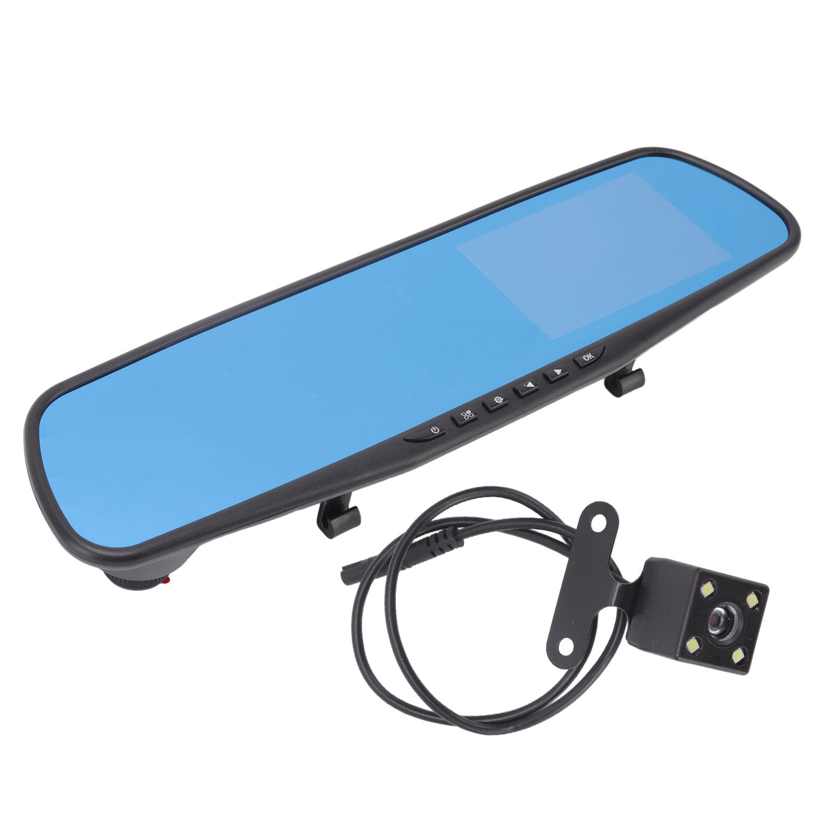 VBESTLIFE Caméra de Tableau de Bord pour Rétroviseur, 1080p Full HD 4,3 Pouces LCD Surveillance de Stationnement Plein écran, Capteur G Enregistreur de Conduite de Voiture Grand Angle 170 °