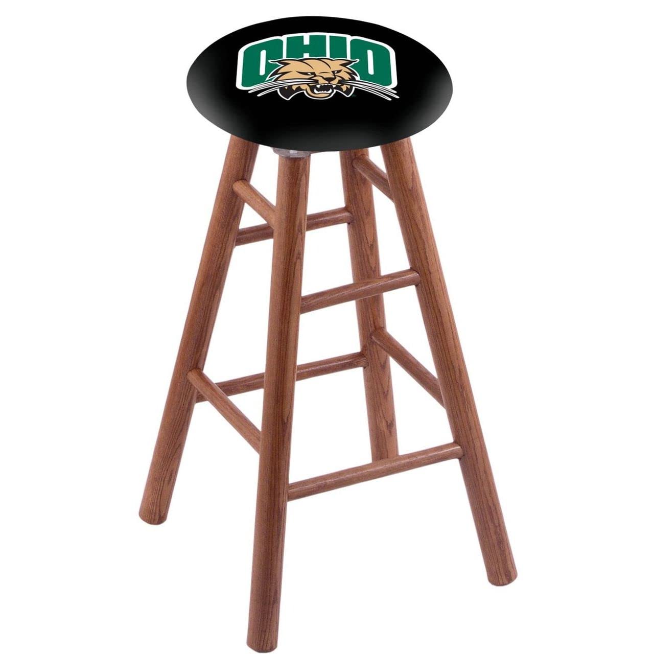 Holland Bar Stool Co. Oak Bar Stool in Medium Finish with Ohio University Seat by The