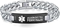 Vista 36 de Pulseras médicas de alerta ajustables AOAMID para hombres, pulseras de acero inoxidable para mujeres con grabado gratis