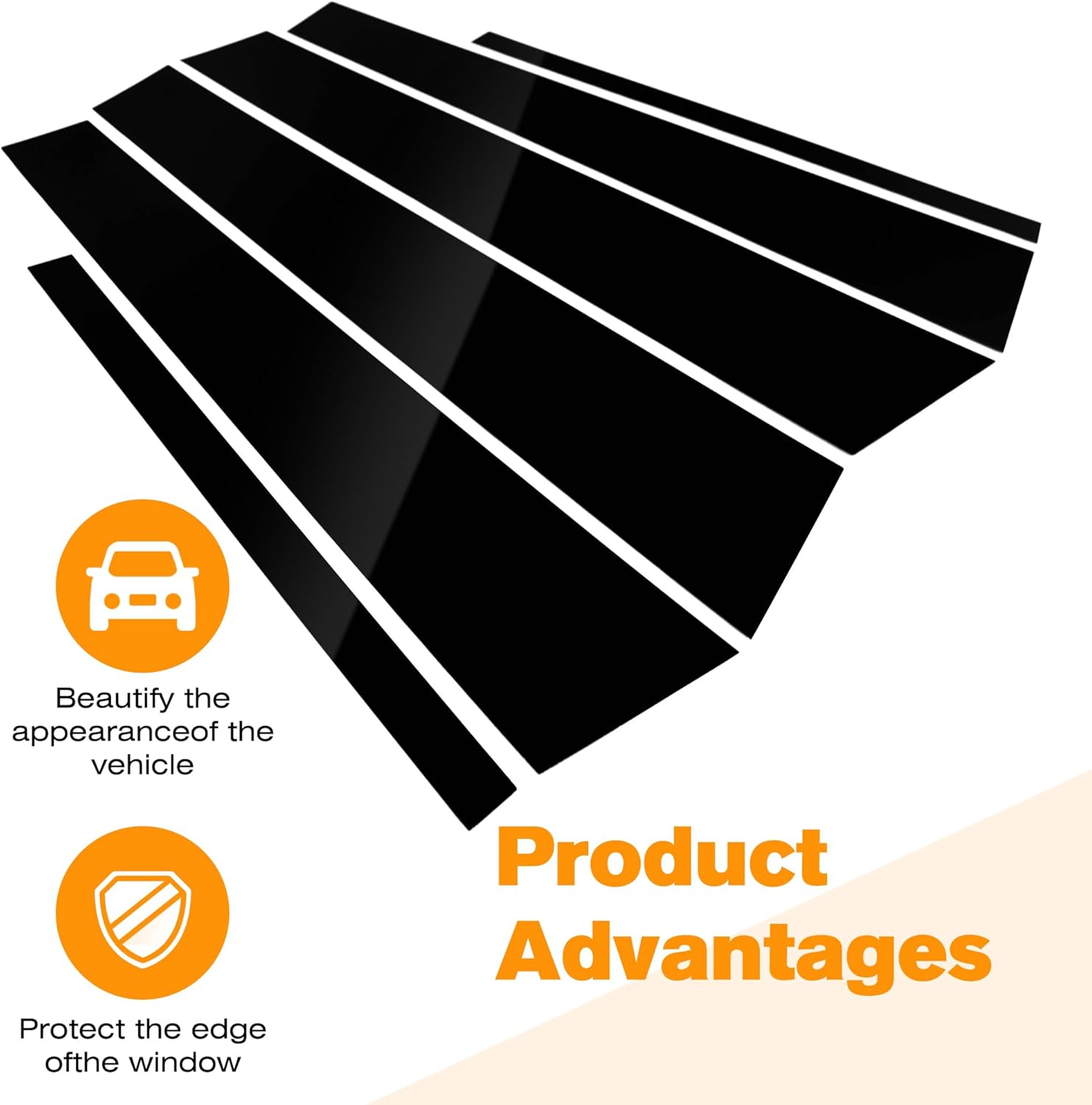 BASIKE Compatible with 2013-2016 9th Gen Honda Accord Door Window Trim Anti Scratch Stickers Door Pillar Moldings (6-pcs)