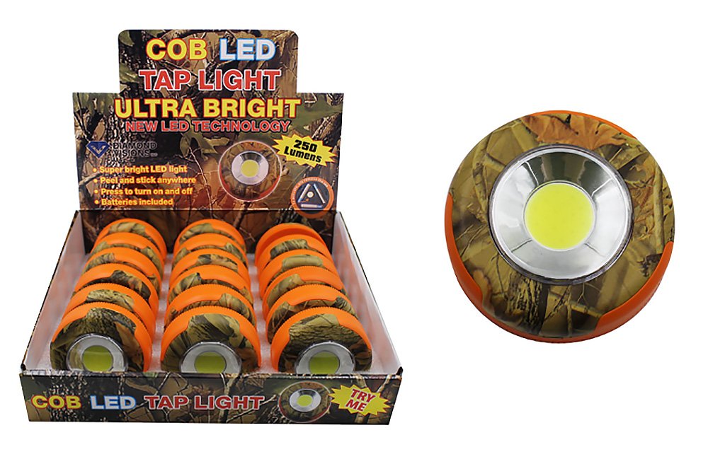 Diamond Visions 08-1712 COB LED Camo Camouflage Adhesive Backed Tap Light (1 Tap Light)