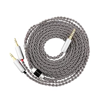 4.4mm to Dual 3.5mm / 2.5mm Male Cable Compatible for Hifiman HE4XX HE400S, HE-400i Headphones 8 Core Braided Silver Plated Replacement Audio Upgrade Cable 2M 4.4mm to Dual 3.5mm Male