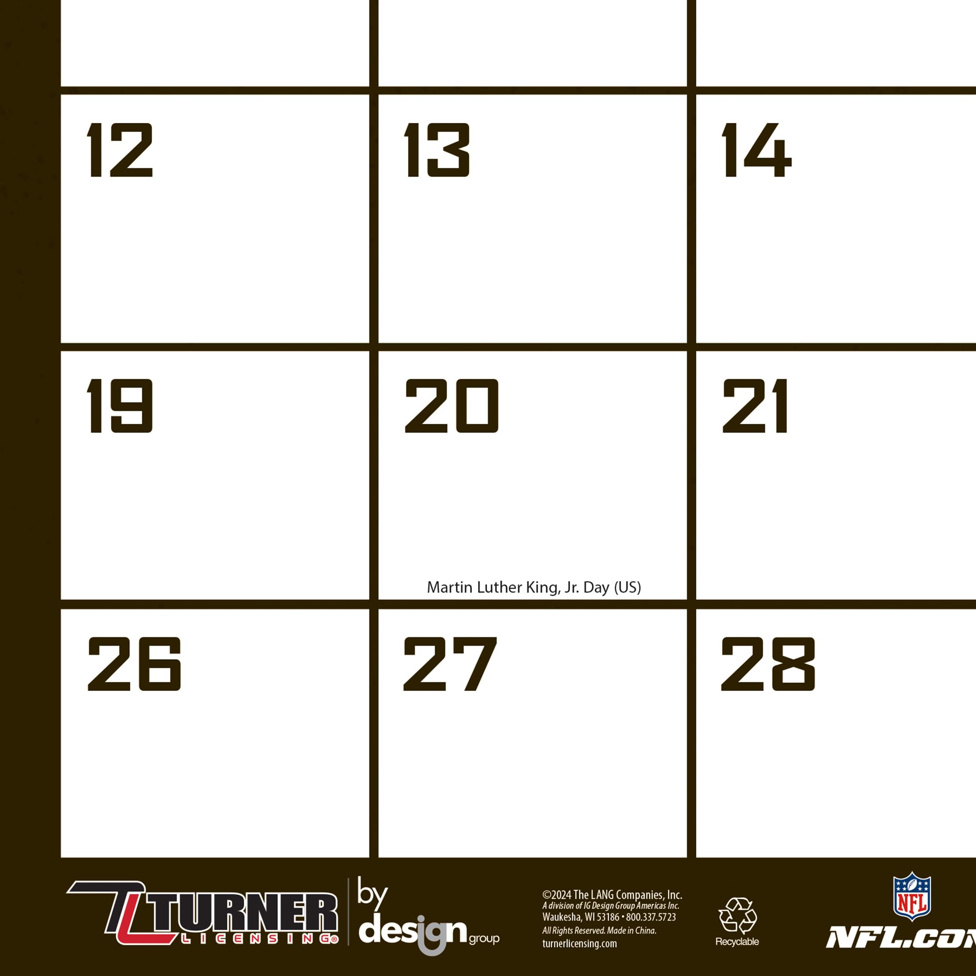 Turner Sports Baltimore Ravens 2025 Box Calendar...