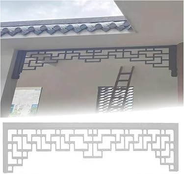 ERRULAN Door Pediment Hollow Carved, Door Top Carved Decorative Trim, Chinese Style Craftsman Crosshead for Entryway Doorway, Large Ornate Window Moulding95x35cm/37.4x13.8in