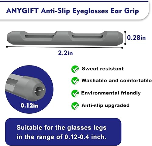 Miniatura 3 de 8 pares de almohadillas de silicona antideslizantes para lentes de silicona con puntas de sien, retenedor de manga, ganchos para las orejas