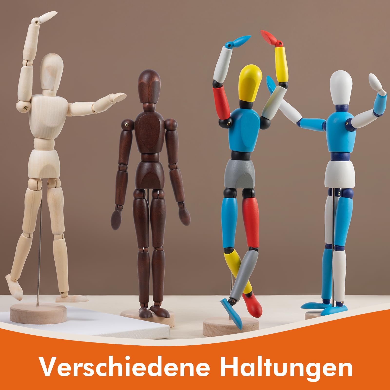COOZEE 30 cm Modell Puppe Gliederpuppe, Männlich aus Holz, Flexibler Mannequin, Holzpuppe zum Zeichnen Für Anfänger, Profis und Künstler, Mehrere Farben