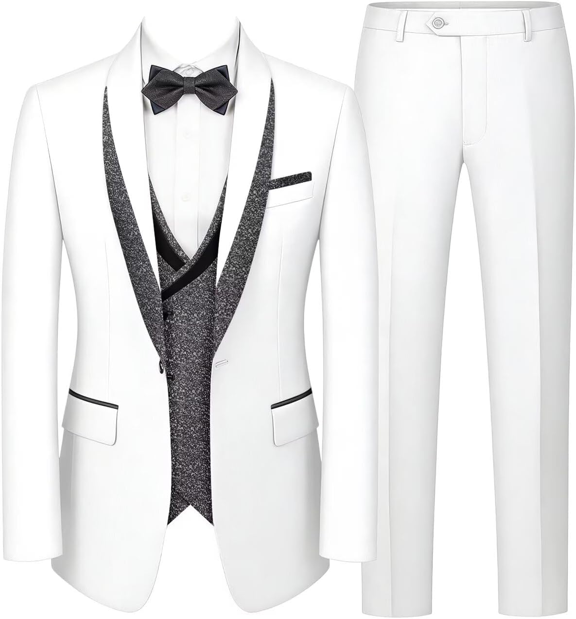Mens Slim Fit Suits 3 Piece Classic Formal Tuxedo Prom Suit Business Wedding Banquet Dinner Groom Jacket Vest and Pants