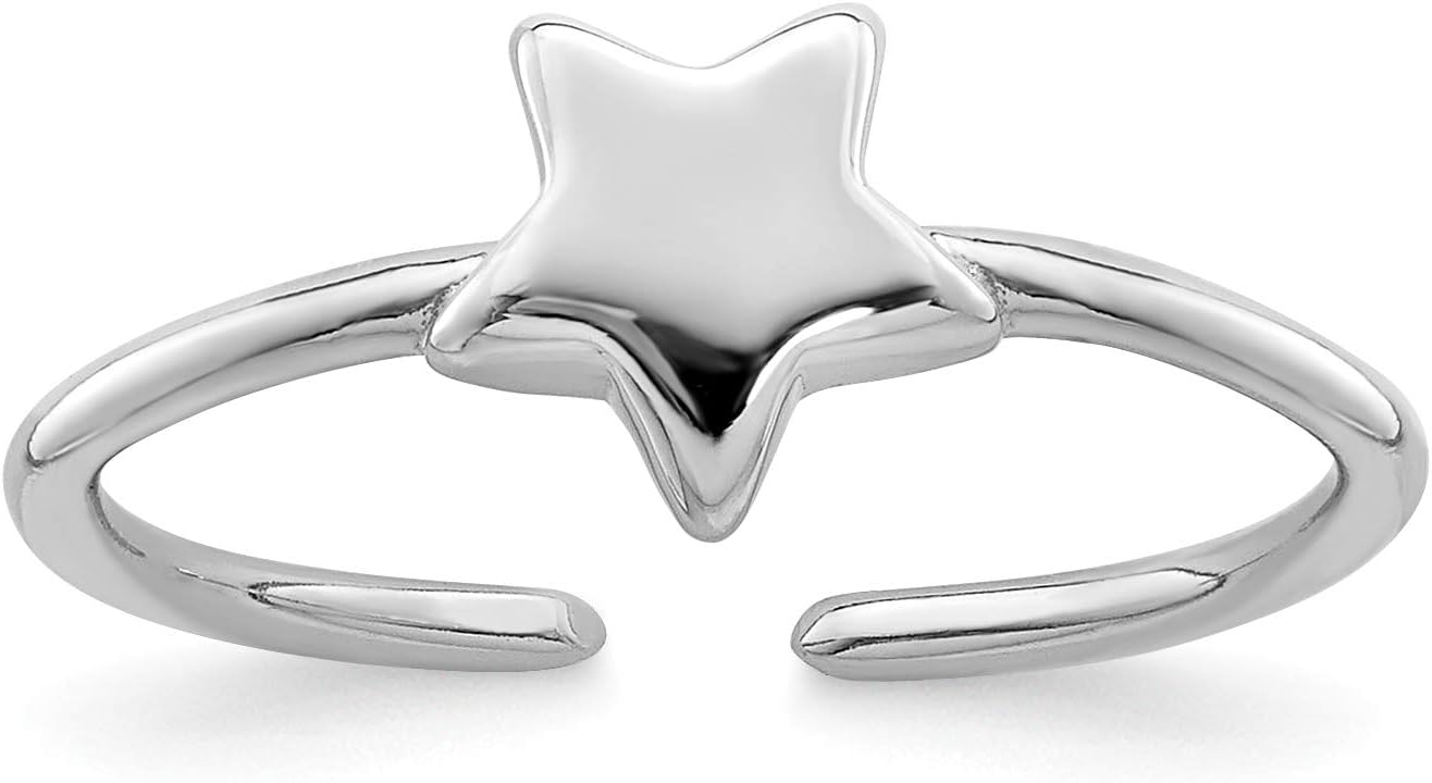 Sterling Silver Rhodium-plated Polished Star Toe Ring