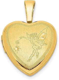 Colar de prata esterlina 925 banhado a ouro Amp; pingente de coração de fada de 12 mm com pingente de medalhão que comporta imagens, joias finas para mulheres, presentes para ela