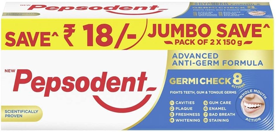 FTPepsu-dent Toothpaste (Pack of 2) Jumbo Save Pack (170 X 2 = 340g, Mint, Germi Check Plus)