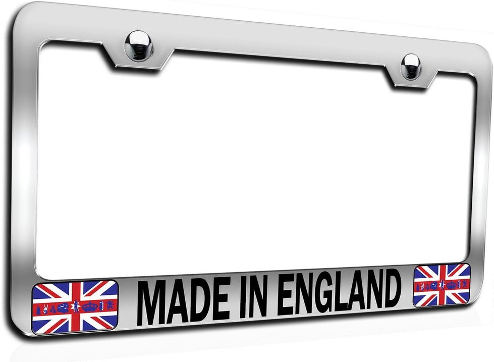 Makoroni - Made in England British England Ch Steel Auto SUV License Plate Frame, License Tag Holder