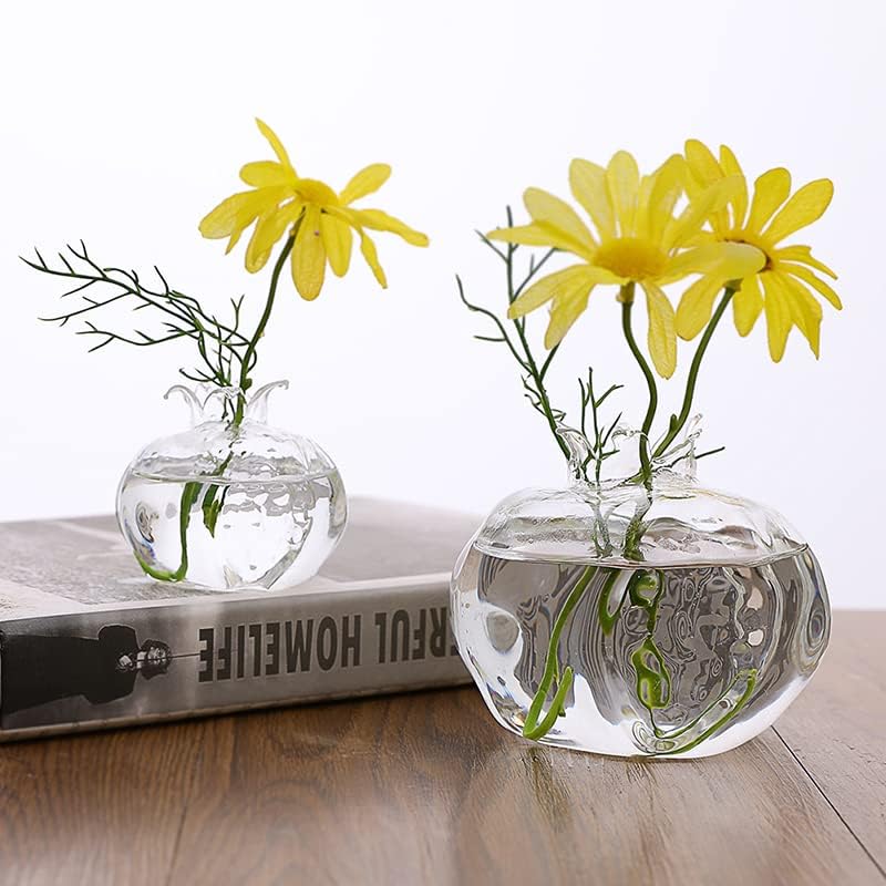 Glass Flower Vase Pomegranat Decor Vase Pot Planter Hydroponic for Table, Wedding, Home Decoration