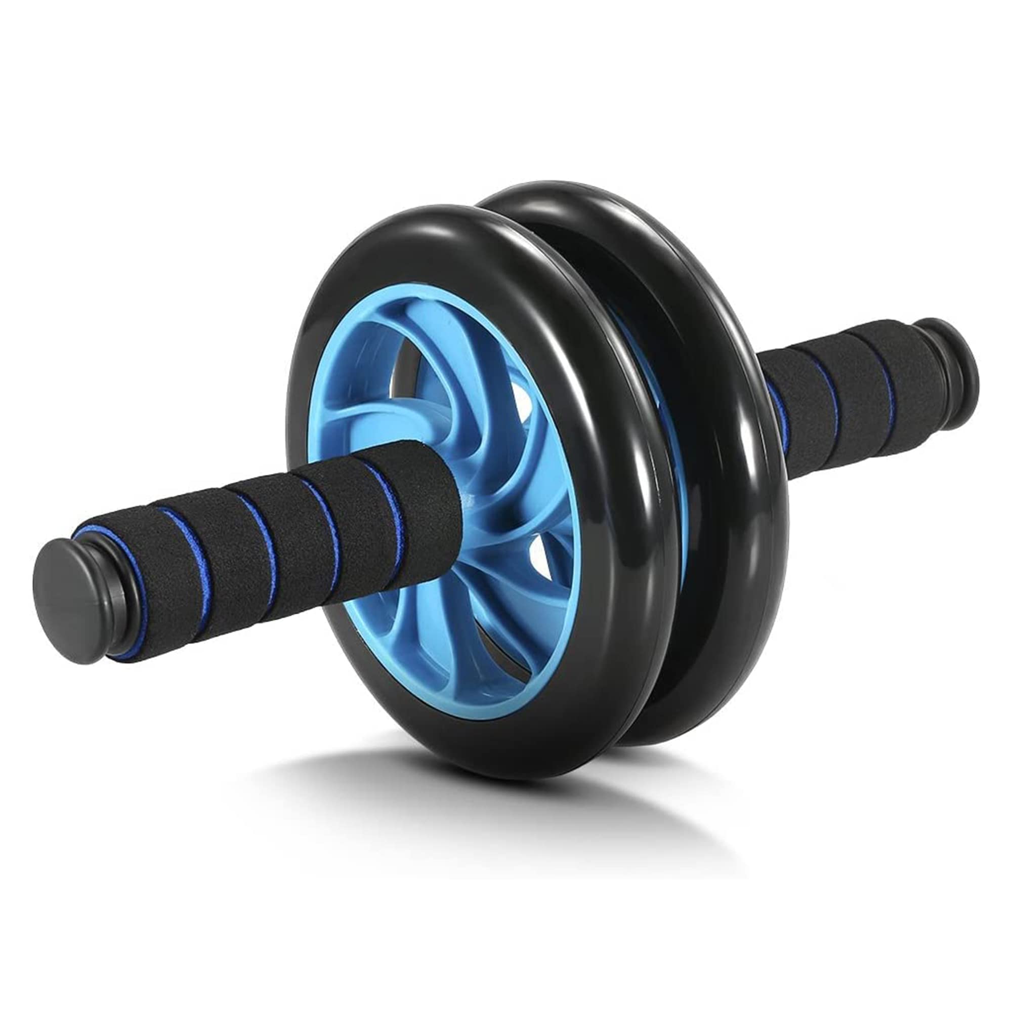 Double Wheel Ab Exerciser with Knee Pad | Ab Roller | Abdominal Wheel | Abdominal Muscle Ab Roller Wheel Exercise Equipment | Dual Wide Abs Roller Wheel for Gym & Home Workout (Blue-Black)-picture-11