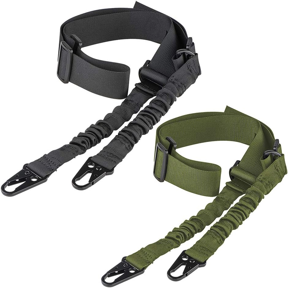 Two Points Sling with Length Adjuster Traditional Sling with Metal Hook for Outdoors 2 Pack