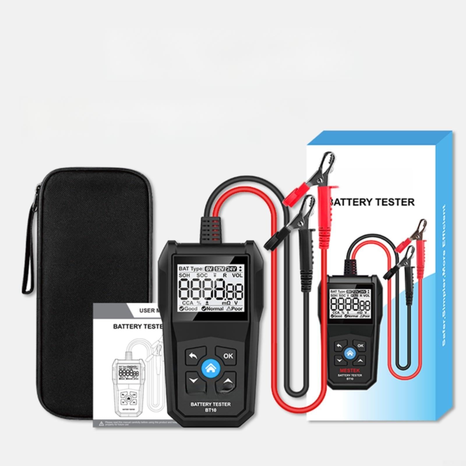 Tester di stato di carica, BT10, tester per batteria auto, 6 V, 12 V, 24 V, con LCD, per analisi di tensione, resistenza, CCA SOC SOH
