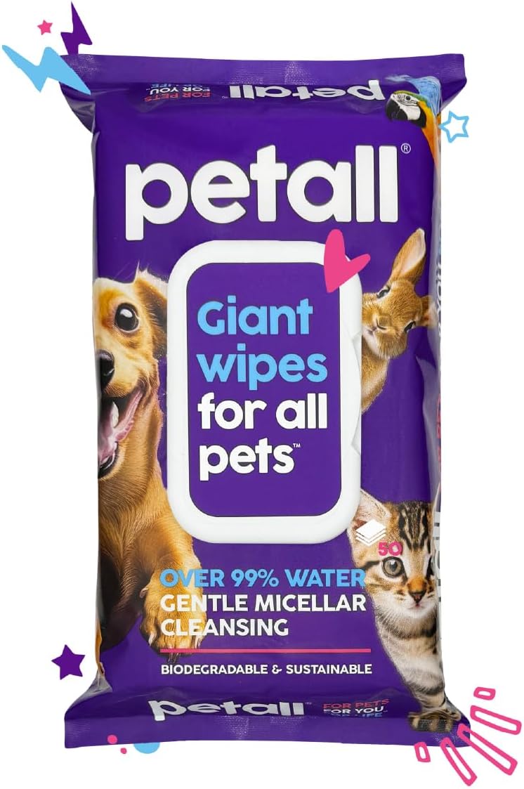 Extra Large Thick Hypoallergenic Biodegradable Pet Wipes - Fragrance Free With Aloe - For Dogs, Puppies, Cats & All Pets - 50 Wipes