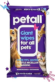 Pet Cleaning Wet Wipes 50 Extra Large Thick Wipes - Hypoallergenic Pet Wipes - Biodegradable Pet Wipes - Dog Wipes - Puppy Wipes - Cat Wipes - Wipes For All Pets - Fragrance Free - With Aloe