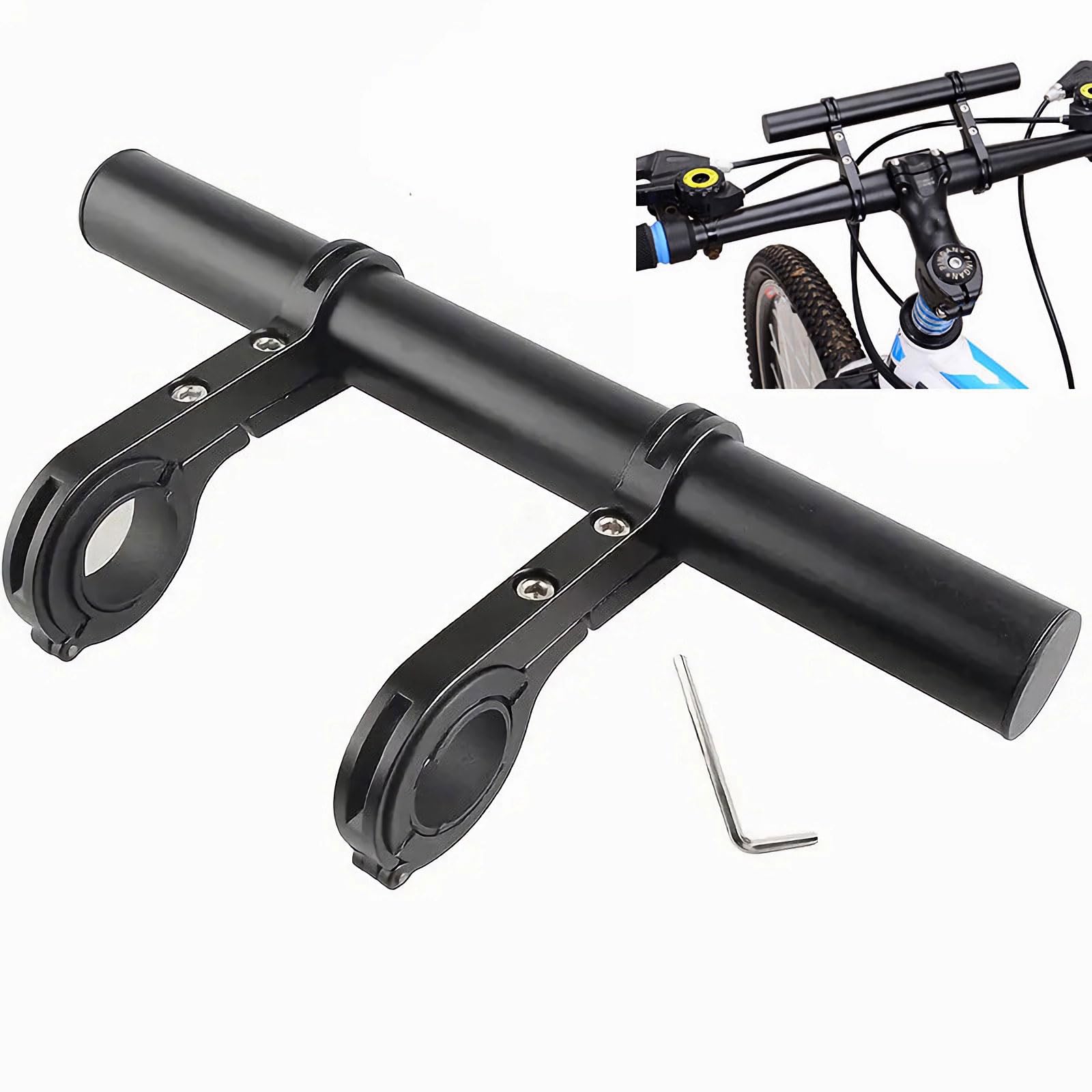 Bike Handlebar Extender,Bike Handlebar Extender with Double Mounting Clamp Bracket,For Bike Mounts,Extender Bars, Headlights,Light Lamp,Bicycle Accessories