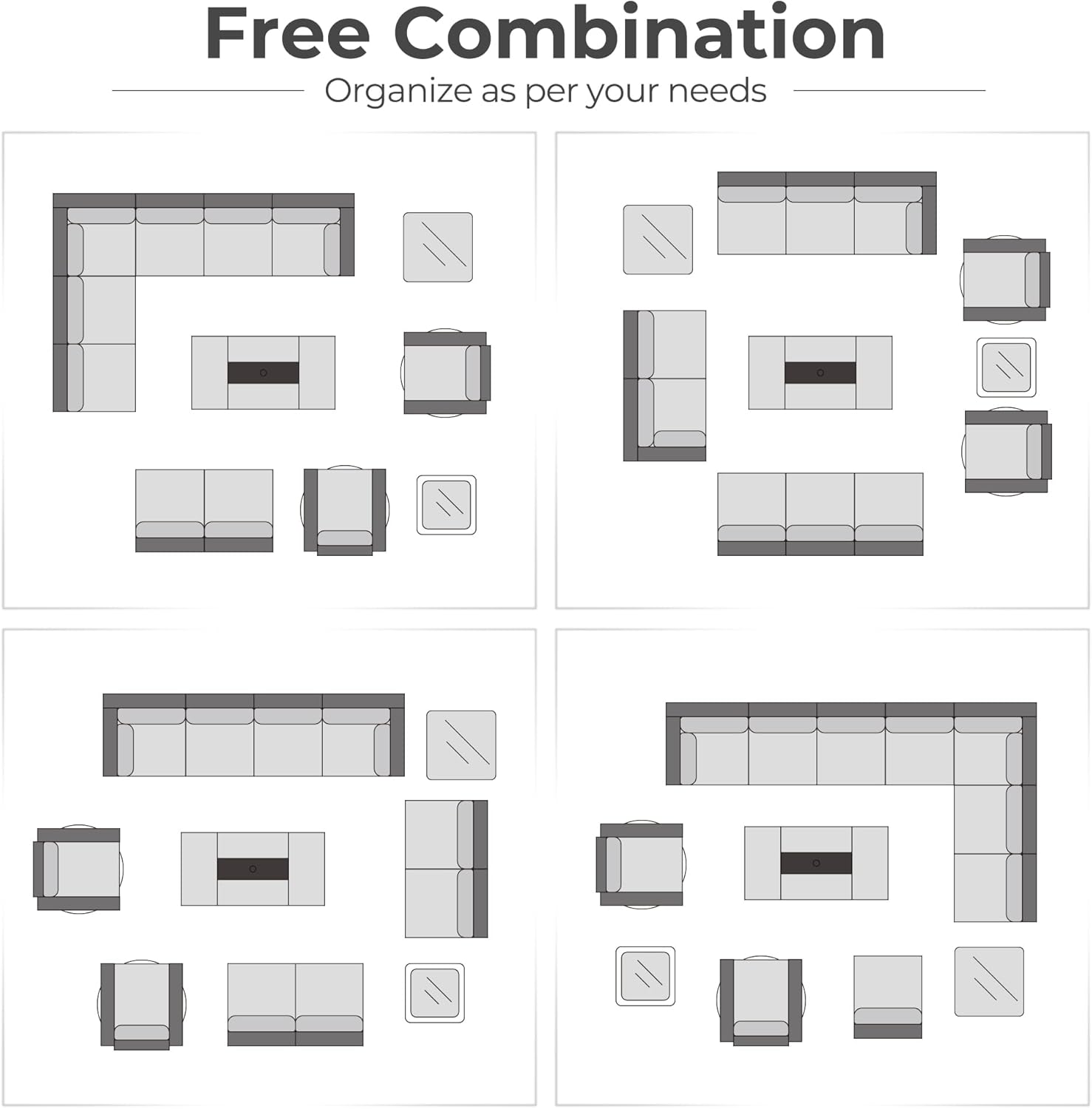 HOOOWOOO Outdoor Patio Furniture with Fire Pit Set 13 Pieces Patio Set with Fire Pit Wicker Outdoor Furniture with Fire Pit Table Set Patio Sectional Set with Swivel Chairs,Beige