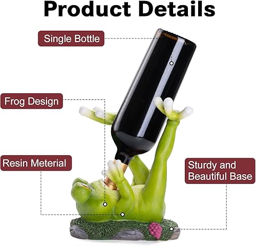 Miniatura 3 de BUARO8AGA Soporte para botella de vino de rana, divertido regalo para encimeras de mesa de fiesta, decoración de cocina, estante individual para