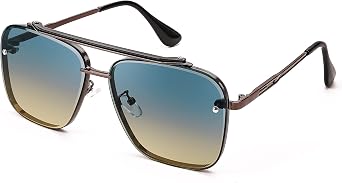 FEISEDY Aviator Sunglasses Women Men Square Metal Gradient Glasses B4104