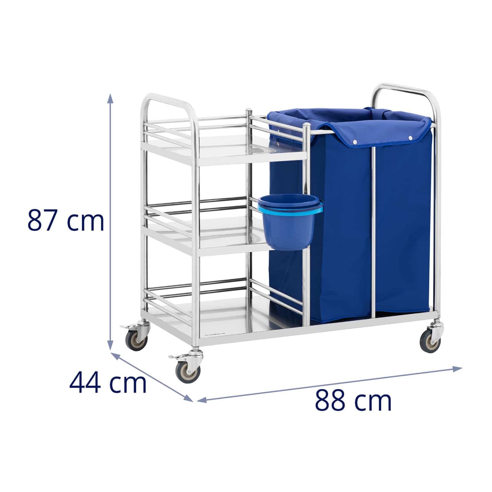 Steinberg Systems SBS-LF-139 - Carrello per la biancheria, 3 ripiani, 50 kg, in acciaio inox, con ruote, in metallo con ruote