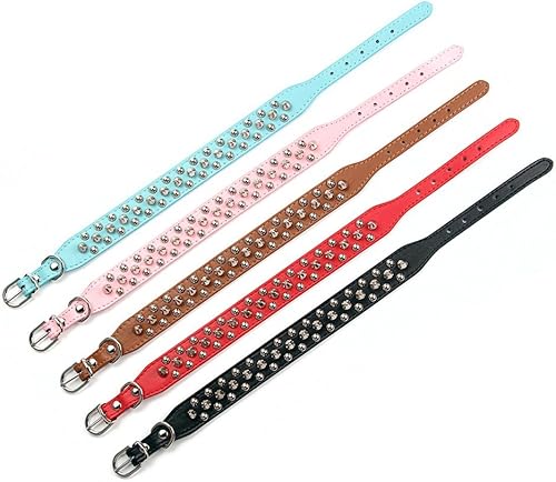 Miniatura 4 de Aolove - Collar ajustable de piel sintética con remaches de clavos para gatos, cachorros y perros.