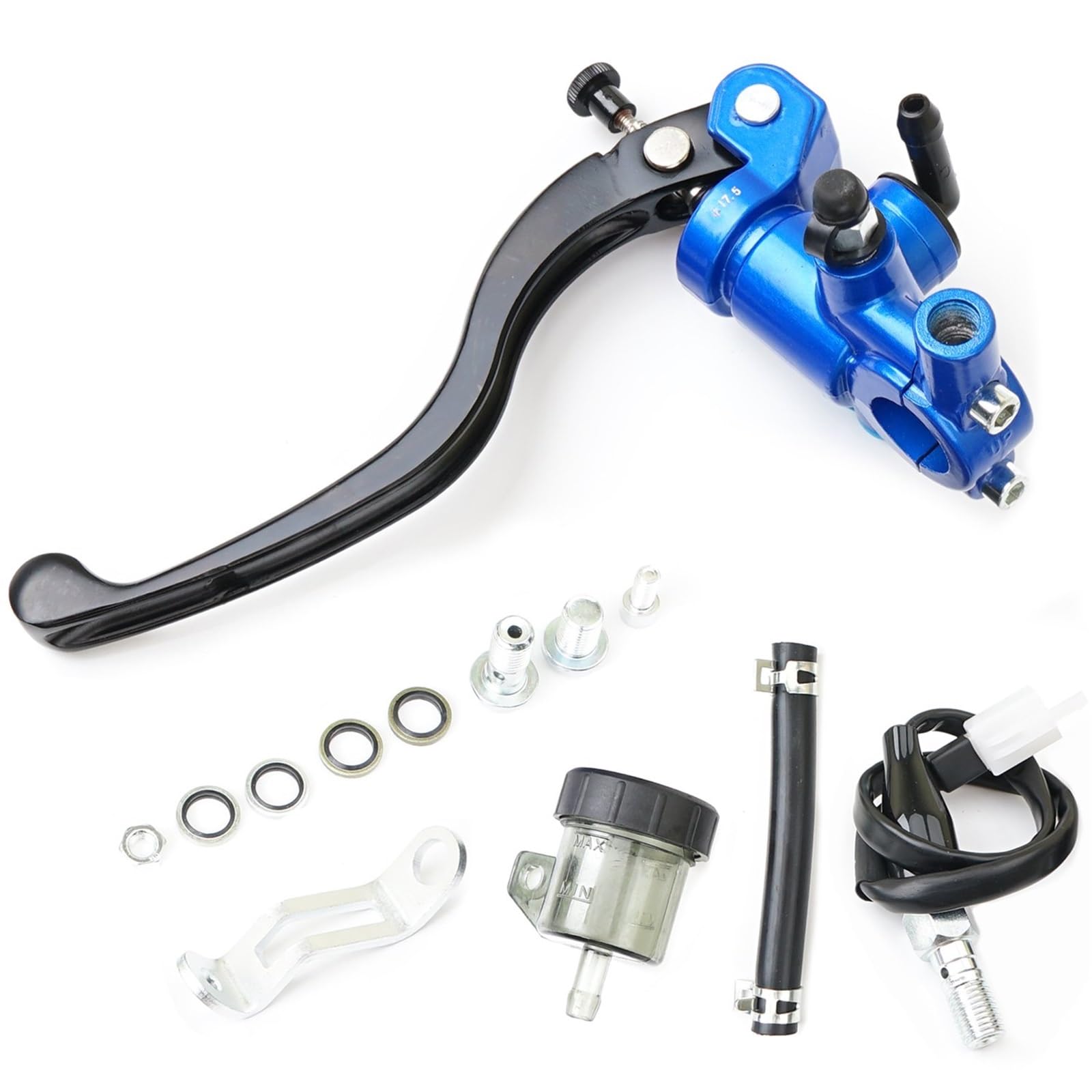 IUKMR Motorcycle Clutch Brake Lever Motorcycle Brake Master Cylinder Lever Hydraulic Clutch 17.5mm Piston 22mm Universal(Left Blue)