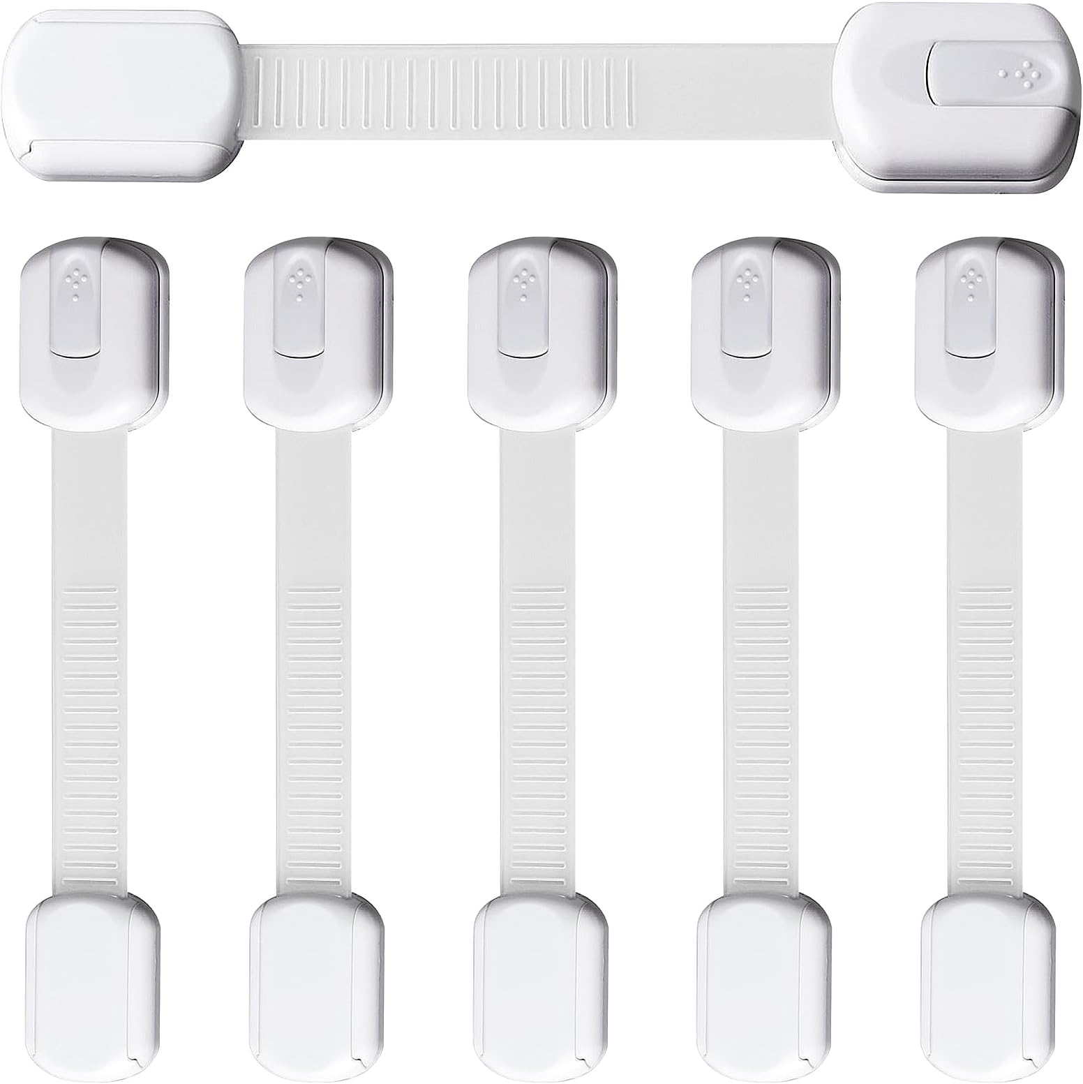 Cupboard Locks for Children, Child Safety Cupboard Door Strap Locks, Adjustable Child Locks Self-Adhesive, Baby Proofing Safety Guards Kit, for Kitchen Cupboards, Easy to Install Lock (6 pcs, White)
