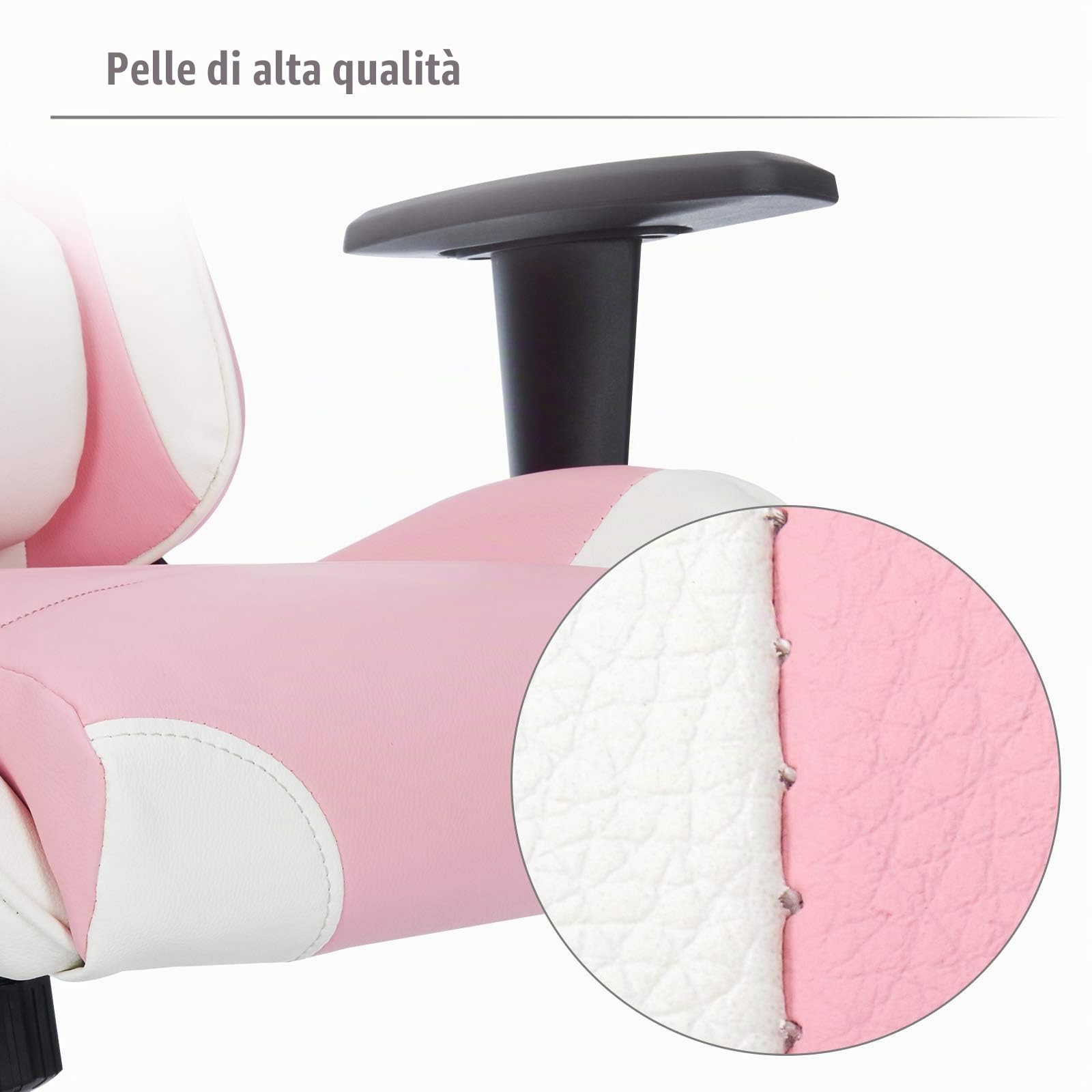 IntimaTe WM Heart Sedia Gaming Gioco Ergonomica Reclinabile 135 °Sedia Racing Girevole 360 ° Stile Sportivo Regolabile Sedie da Ufficio Poltrona di PU Rosa