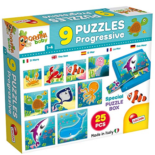 Lisciani Coffret de 9 Puzzles Progressifs Les Animaux Marins 58457