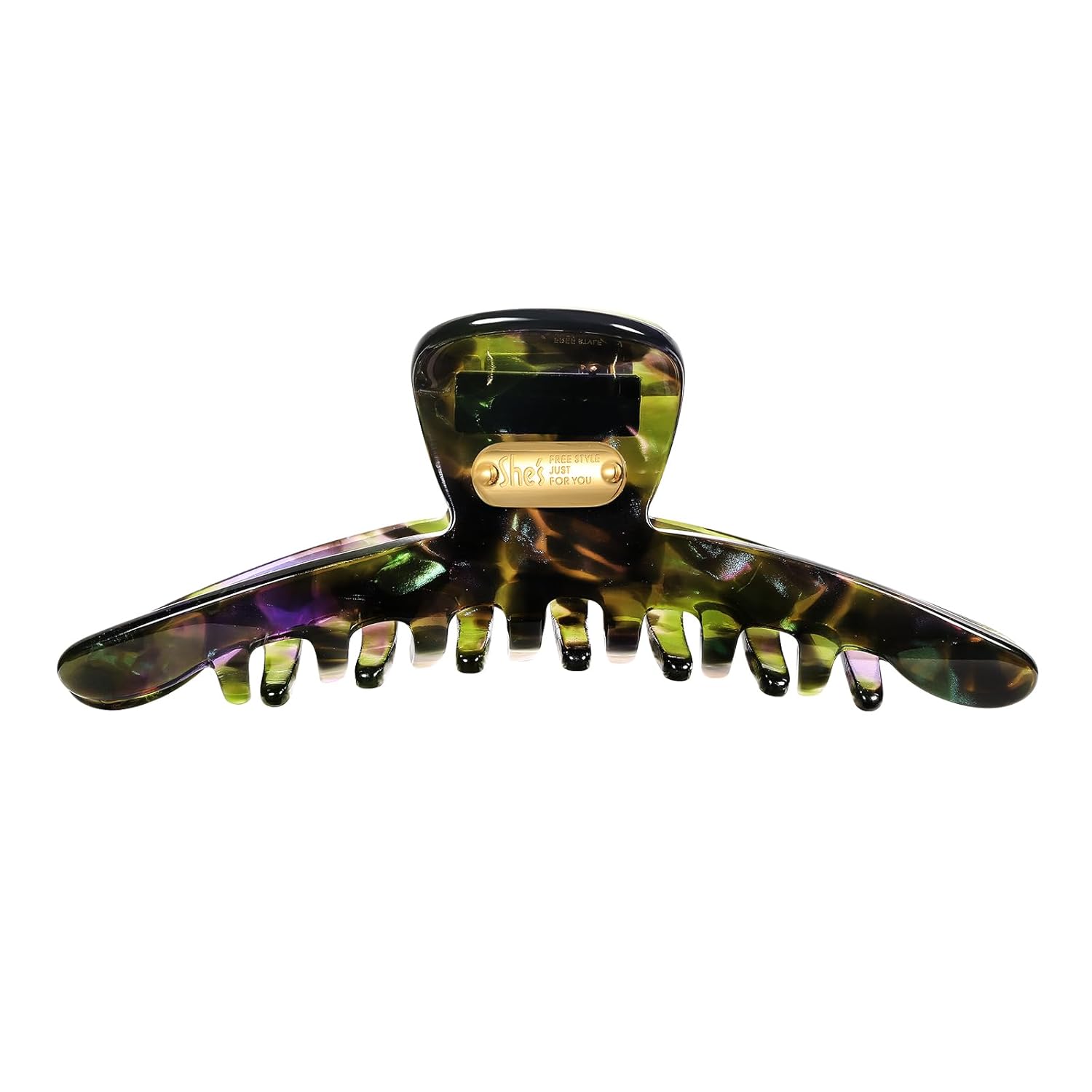 Large Hair Clip for Women, SHE'S FREE STYLE JUST FOR YOU [2024 New] Premium Butterfly 4.8 inch Acetate Hair Claw Clips, Durable and Stylish No Slip Grip for Thick Hair (Dark Green)