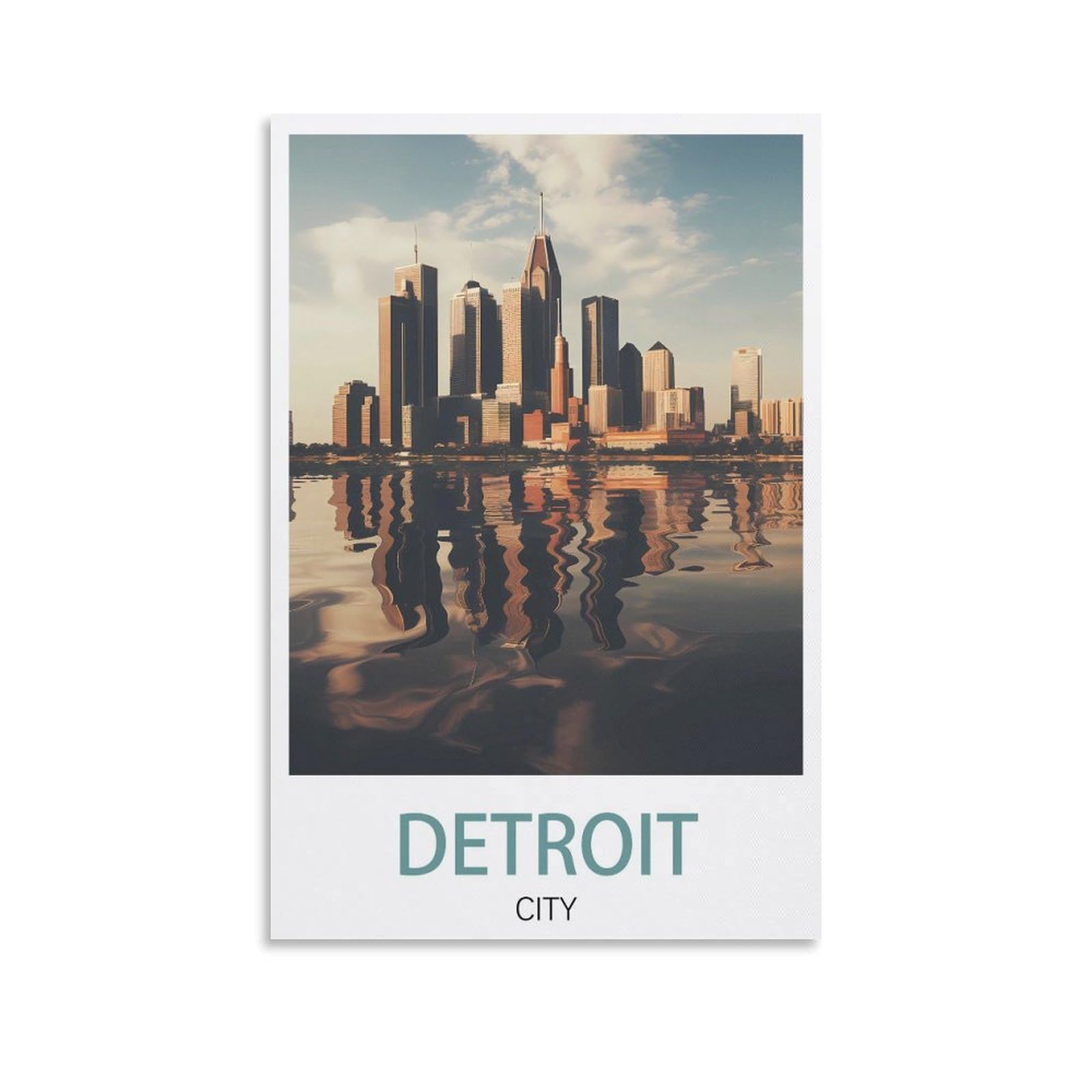 PuPLuM Detroit City Vintage Travel Posters Landscape 16x24inch(40x60cm) Canvas Wall Art Posters for Living Room Decor Paintings for Home Decor