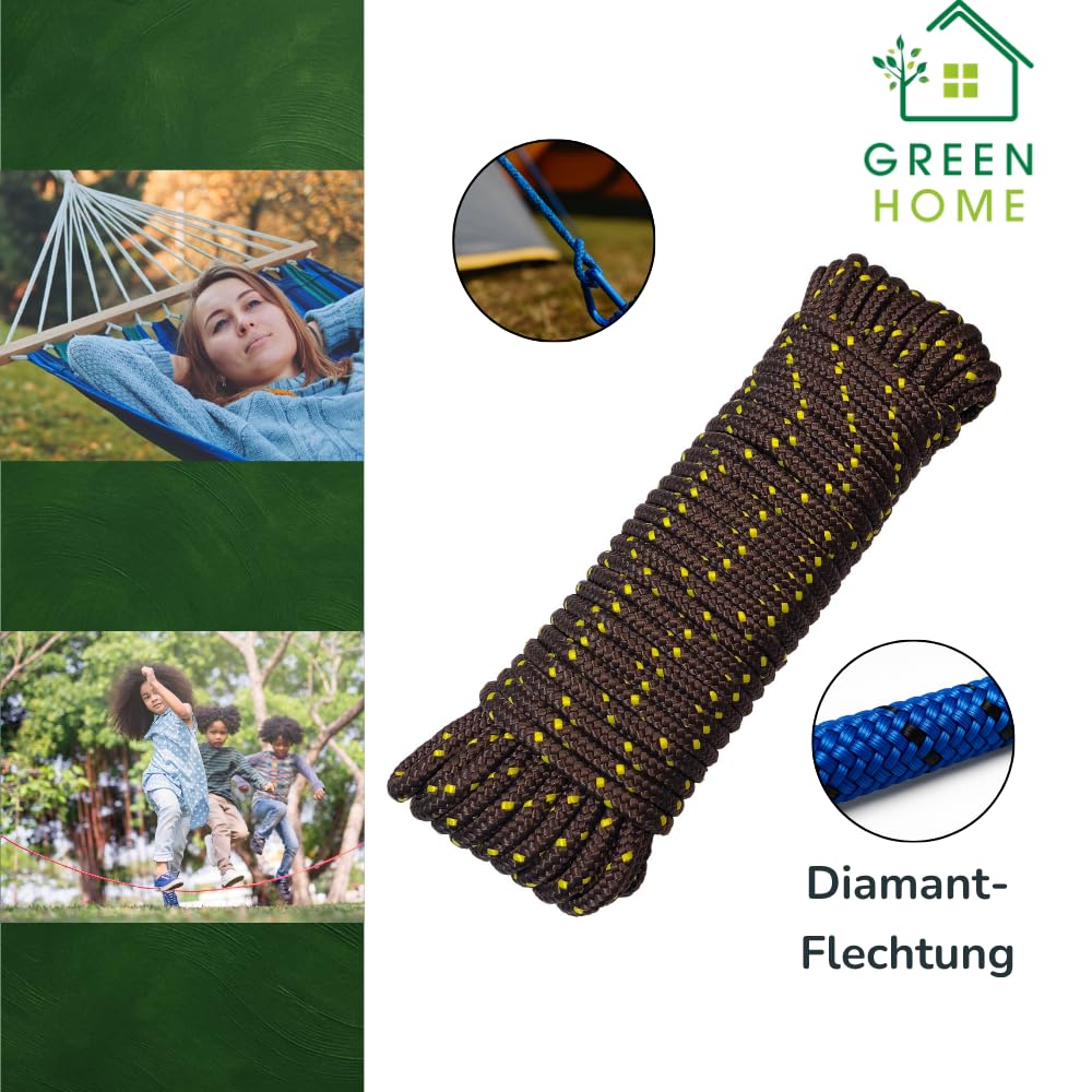 Green Home Touw 8 mm 40 m (2 x 20 m) - 2 stuks set - polypropyleen touw PP, aanmeerlijn, multifunctioneel touw, breien, tuintouw, outdoor - breukbelasting