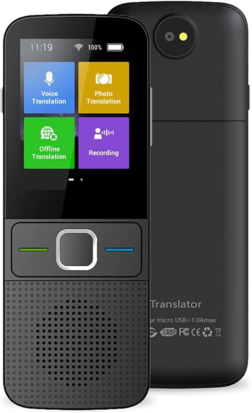 Neo Classic Language Translator Device – Smart Intelligent Two Way WiFi/Hotspot/Offline Instant 2.4 Inch Touch Screen Support 137 Languages Pocket Voice Translater for Travelling and Learning