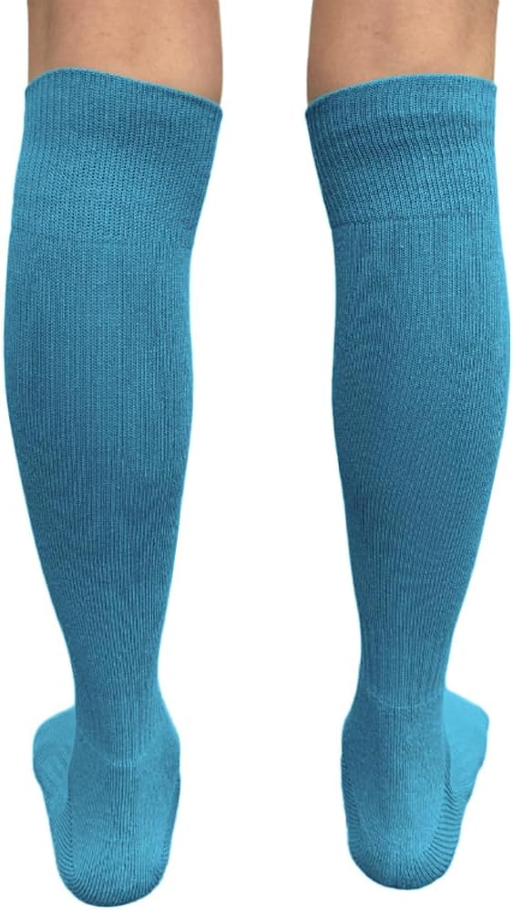 COUVER Knee High Sports Athletic Baseball Softball Socks, 4 Pairs Pack, Sky Blue, Small