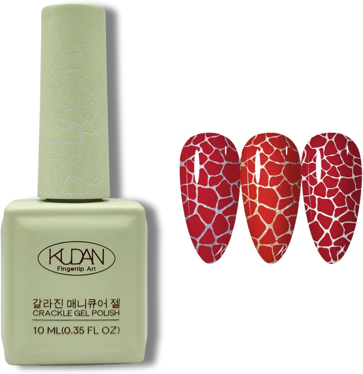 Crackle Gel Nail Polish, Red Cracked Nail Varnish Glitter Gel Nail Polish, No Soak off Uv LED