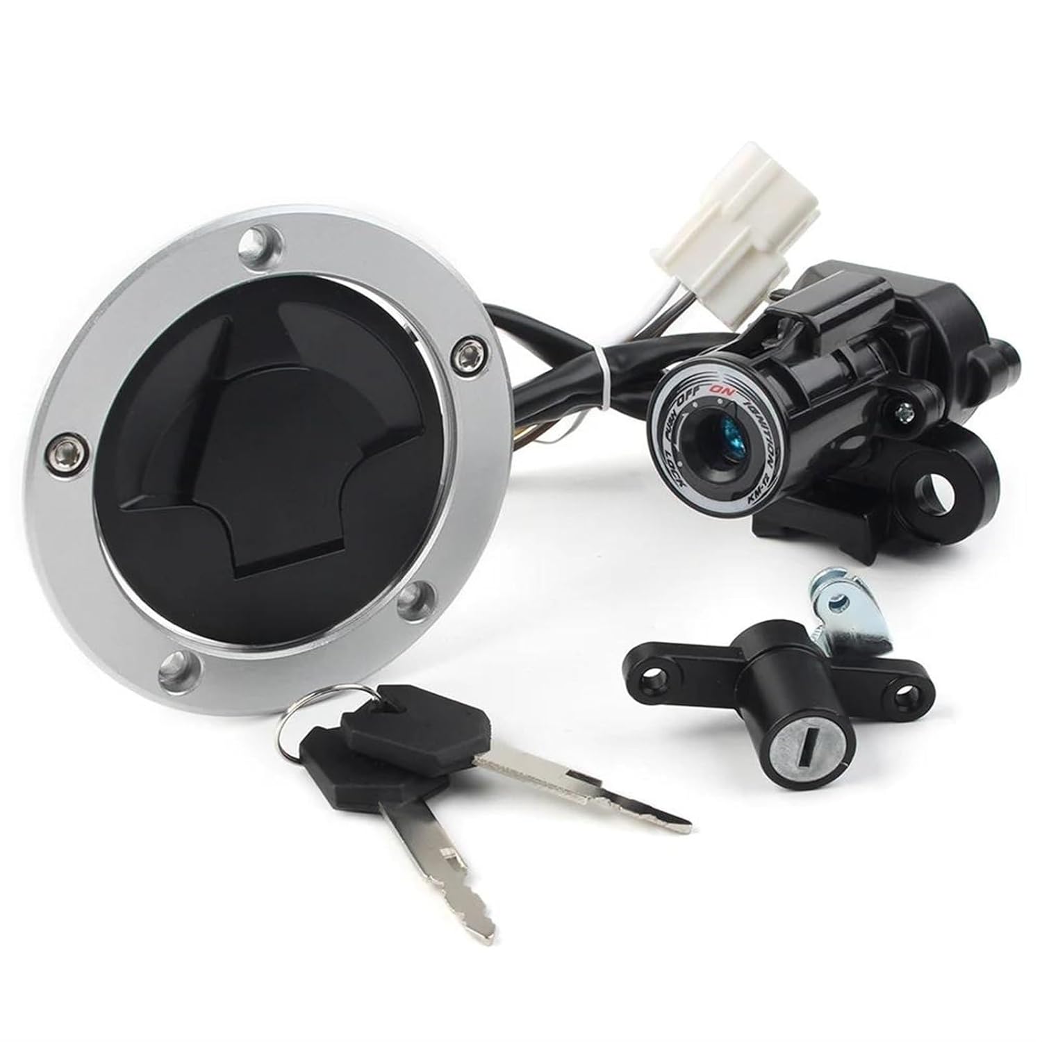 Motorcycle Ignition Switch 1Set for Kawasaki for Ninja Xz6R 2013 2014 2015 2016 2017 2018 Motorbike Ignition Switch Gas Cap Cover Seat Lock Key Set Kits Ignition Barrel