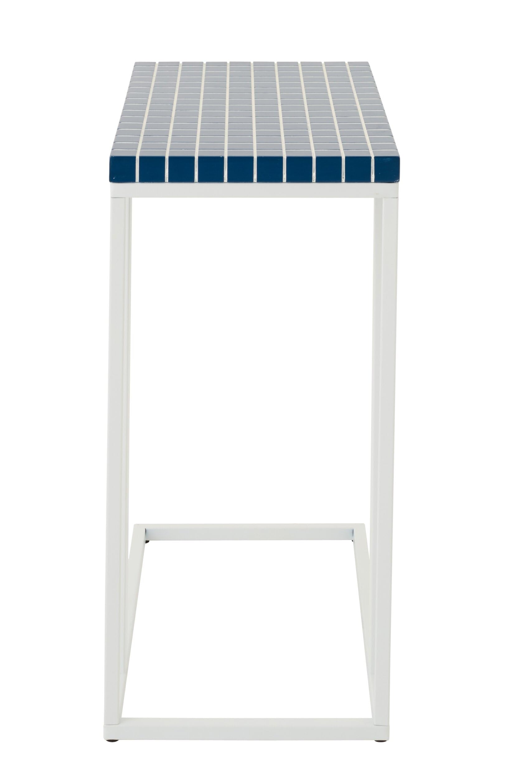 J-Line Table D'appoint Rectangle Carreaux - métal - Bleu/Blanc
