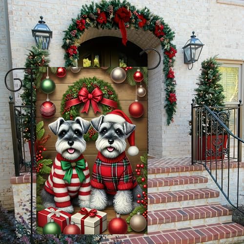 Image of BlissYard Schnauzer Winter Garden Flag 12x18 Inch Polyester