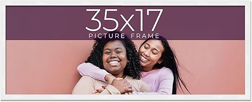 Marco de fotos de madera real blanca de 35 x 17 pulgadas de ancho de 0.75 pulgadas  Profundidad del marco interior de 0.5 pulgadas  Marco de fotos